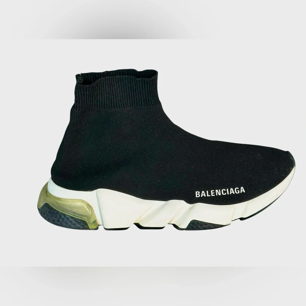 Balenciaga Black Fabric Speed Trainer Slip-Sneakers in Black US 8